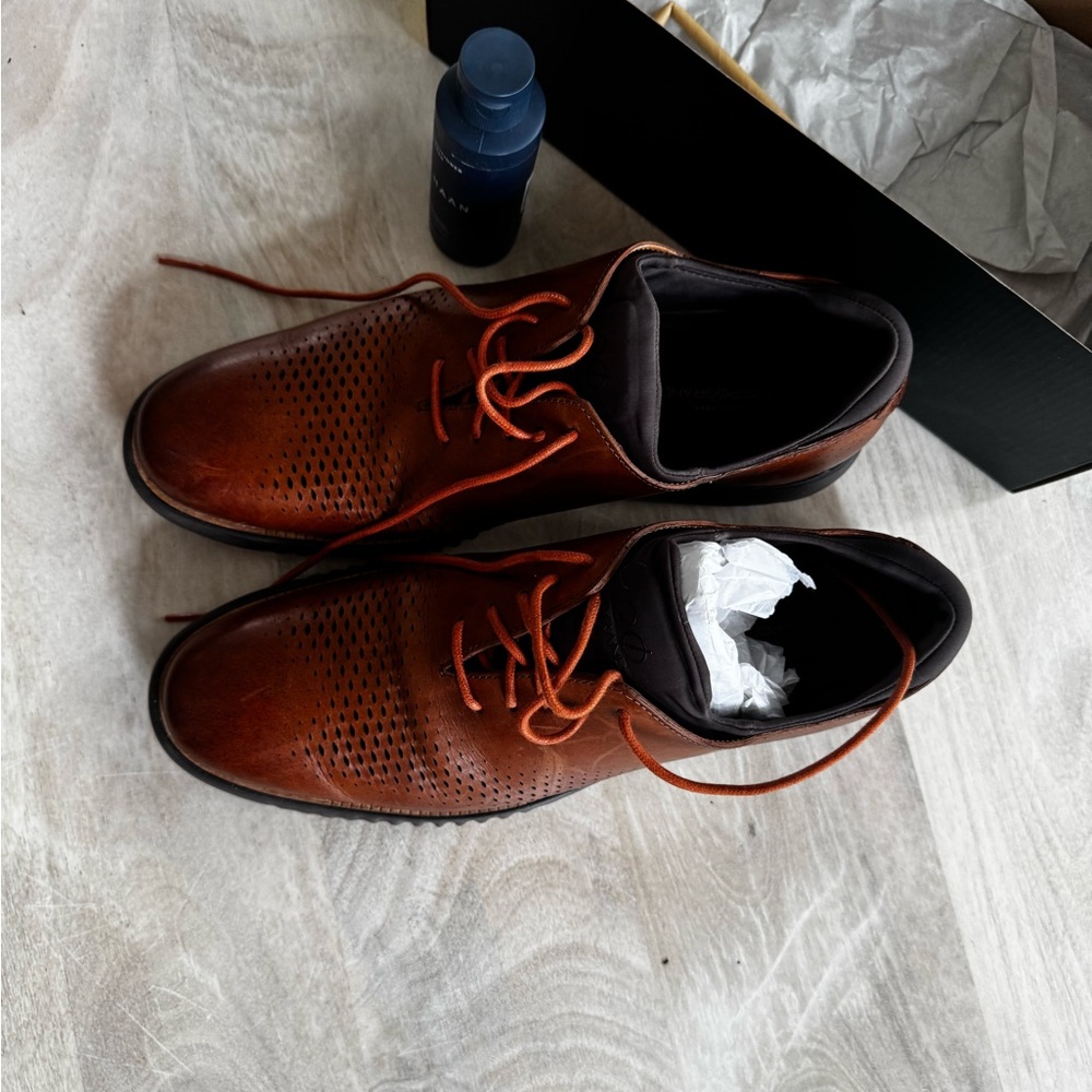 Cole Haan Men's 2.ZERØGRAND Laser Wingtip Oxford in British Tan/Java 11.5 - Picture 3 of 8
